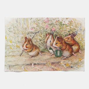 Guinea Pigs in the Garden Planting Seeds Tea Towel