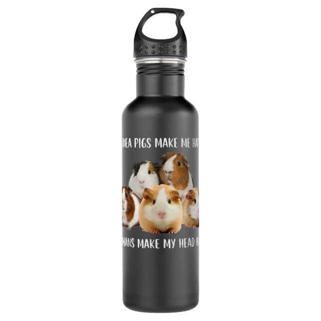 Guinea Pigs Make Me Happy Humans Make My Head Hurt 710 Ml Water Bottle (Front)