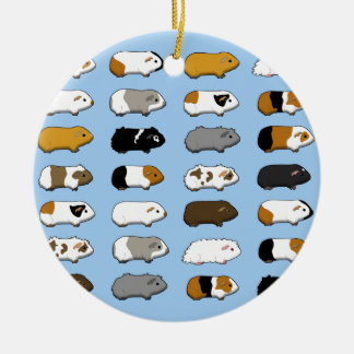 Guinea pigs many blue ceramic tree decoration