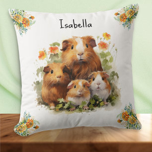 Guinea Pigs Marigold Flowers Cute Personalised Cushion