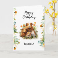 Guinea Pigs Marigold Flowers Personalised Birthday