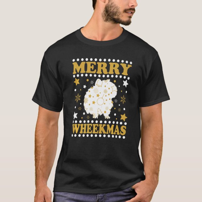 Guinea Pigs Merry Wheekmas Christmas Cavy Guinea P T-Shirt (Front)
