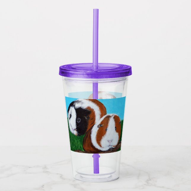 Guinea Pigs Painting Acrylic Tumbler (Front)