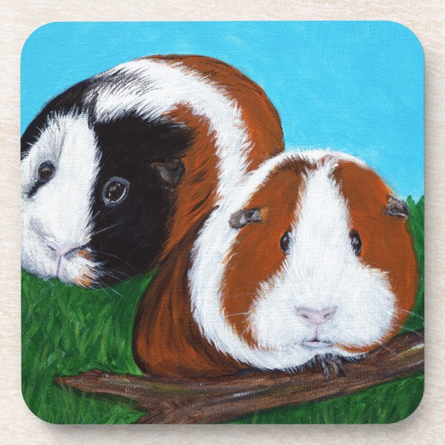 Guinea Pigs Painting Coaster (Front)