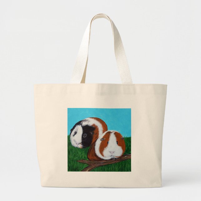 Guinea Pigs Painting Large Tote Bag (Front)