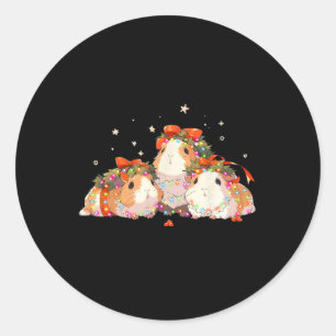 Guinea Pigs Tangled Up In Christmas Lights Guinea  Classic Round Sticker