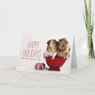Guinea pigs with Christmas ball Holiday Card