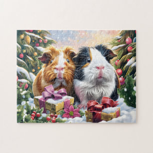 Guinea Pigs with Christmas Gifts Jigsaw Puzzle