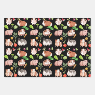 Guinea pigs  Wrapping Paper Flat Sheet Set of 3