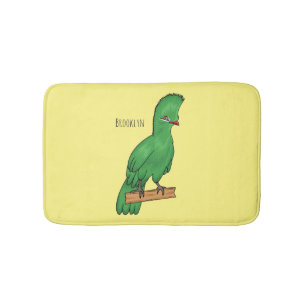 Guinea turaco bird cartoon illustration  bath mat
