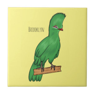 Guinea turaco bird cartoon illustration ceramic tile