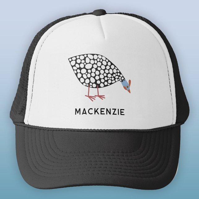 Guineafowl Bird Personalised Trucker Hat (Fun personalized custom name or text Guineafowl trucker hat for bird lovers)