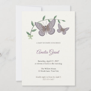 Guineafowl Butterfly Baby Shower Invitation