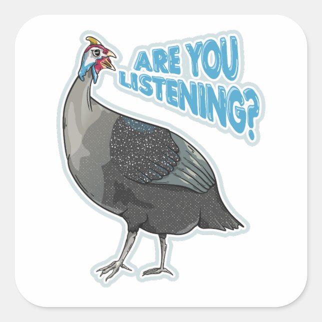 Guineafowl Funny loud bird cartoon Square Sticker (Front)