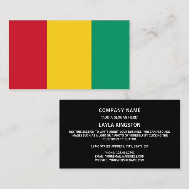 Guinean Flag, Flag of Guinea Business Card (Front/Back)