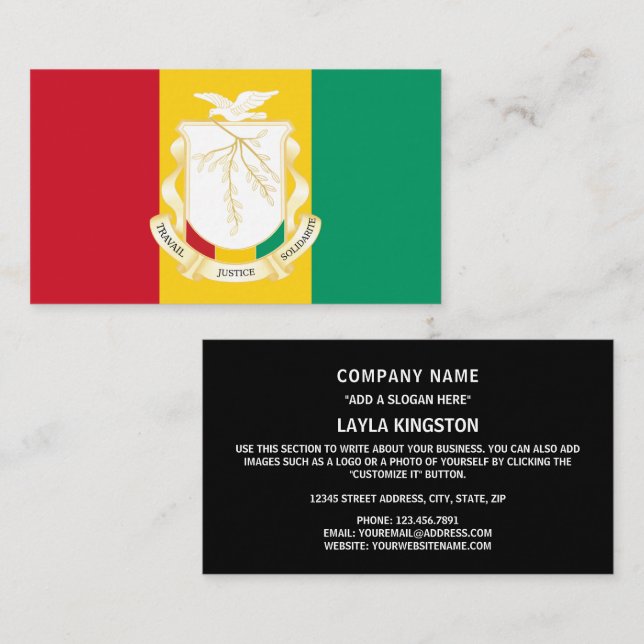 Guinean Flag & National Seal, Flag of Guinea Business Card (Front/Back)