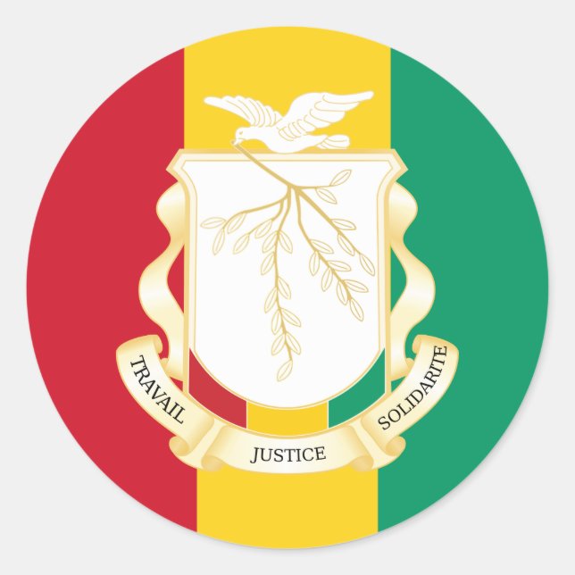 Guinean Flag & National Seal, Flag of Guinea Classic Round Sticker (Front)