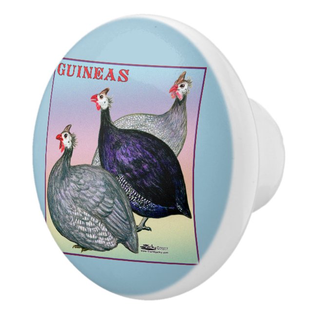 Guineas Three Fowl Ceramic Knob (Right)