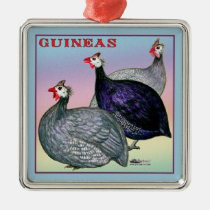 Guineas Three Fowl Metal Ornament