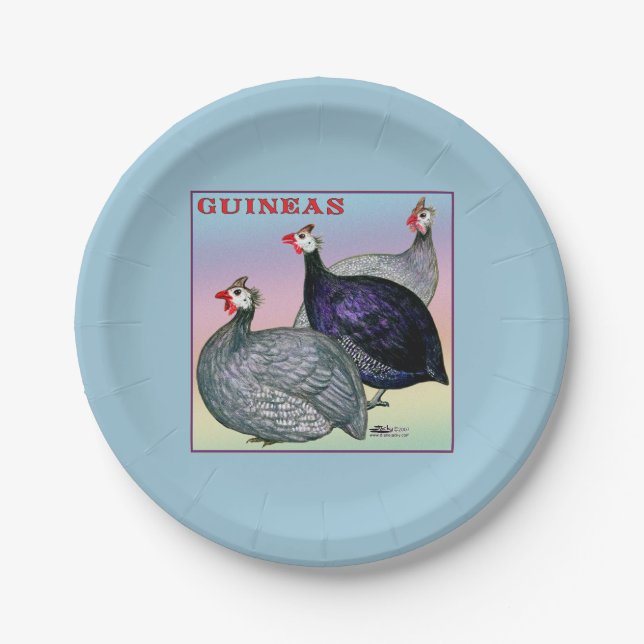Guineas Three Fowl Paper Plate (Front)