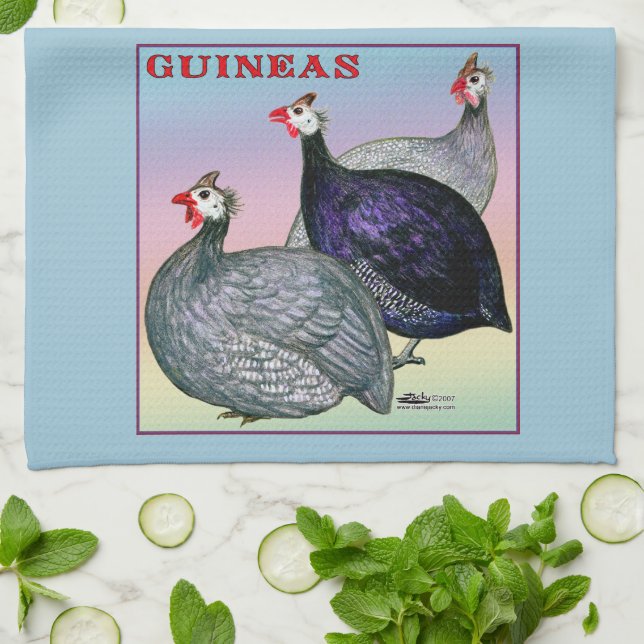 guineas Three Fowl Tea Towel (Folded)