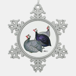 Guineas Three Snowflake Pewter Christmas Ornament