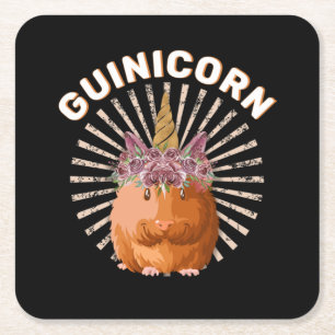Guinicorn Guinea Pig Unicorn Square Paper Coaster