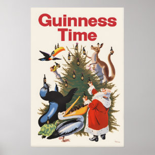 Guinness Christmas Poster Print  Vintage John