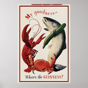 Guinness Salmon, Crab and Lobster Poster Print