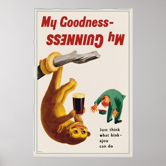 Guinness Sloth Poster Print  John Gilroy Vintage (Front)