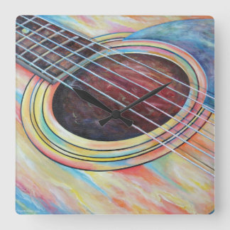 Guitar 2 square wall clock
