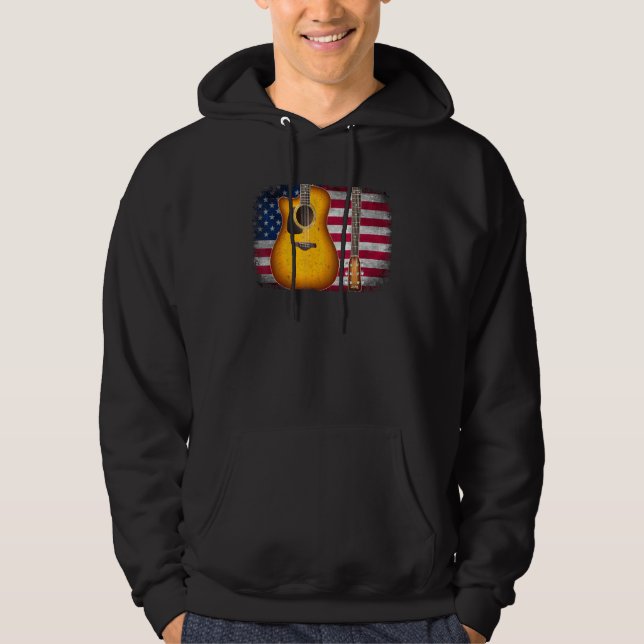 Guitar 4th Of July  American Flag For Men Women Hoodie (Front)