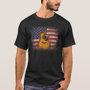 Guitar 4Th Of July Gift American Flag USA - Countr T-Shirt