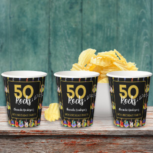Guitar 50th Birthday Party Custom Paper Cups