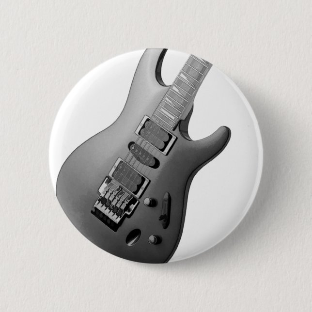 Guitar 6 Cm Round Badge (Front)