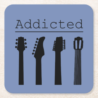 Guitar addicted square paper coaster