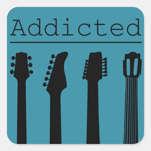 Guitar addicted square sticker (Front)