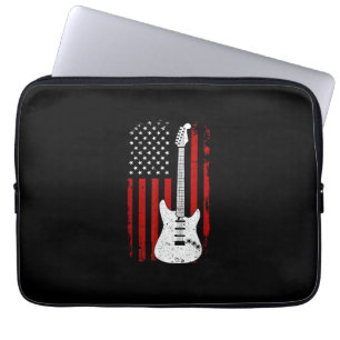 Guitar American US Flag Music Player Electric Guit Laptop Sleeve