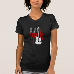 Guitar American US Flag Music Player Electric Guit T-Shirt