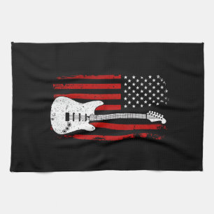 Guitar American US Flag Music Player Electric Guit Tea Towel
