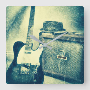 guitar amp harmonica bluesman clock