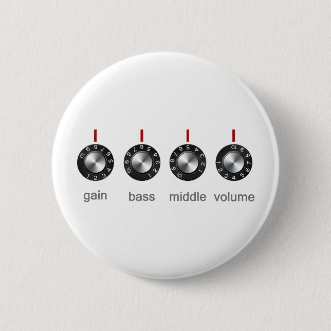 Guitar Amp Knobs 6 Cm Round Badge (Front)