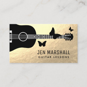 guitar and butterflies silhouettes business card