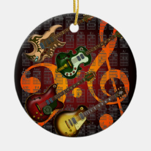 Guitar and Chord 07 Ceramic Tree Decoration