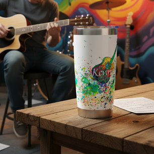 Guitar and chords splatter personalised insulated tumbler
