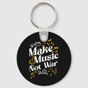 Guitar And Drummer Jazz Band Make Music Not War  Key Ring