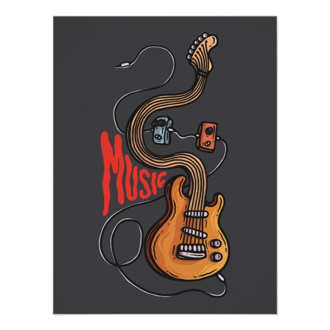 Guitar and effect pedals MUSIC Poster (Front)