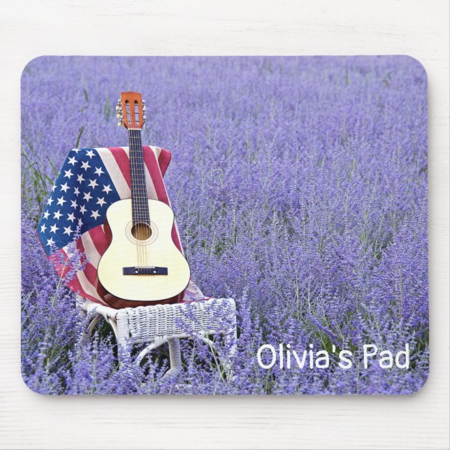 Guitar and Flag on Chair Mouse Pad (Front)