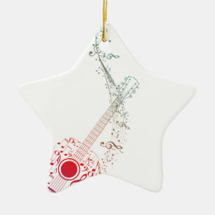 Guitar and Music Notes 6 Ceramic Ornament