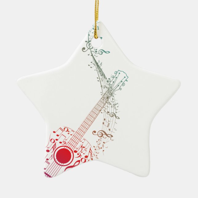 Guitar and Music Notes 6 Ceramic Ornament (Front)